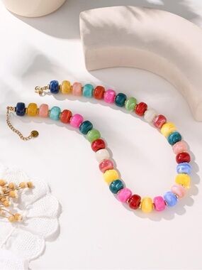 New! Rainbow Dopamine Beaded Necklace